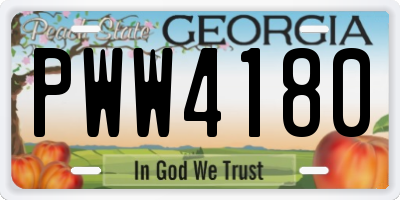 GA license plate PWW4180