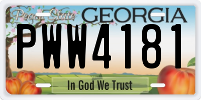 GA license plate PWW4181