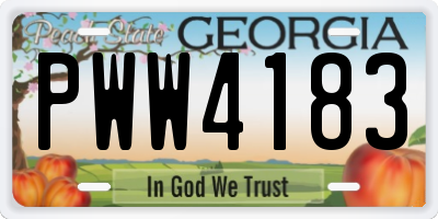 GA license plate PWW4183