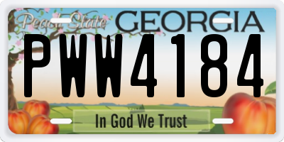 GA license plate PWW4184