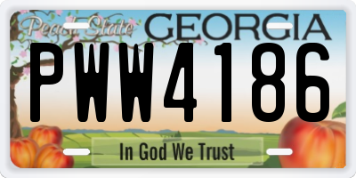 GA license plate PWW4186