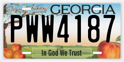 GA license plate PWW4187
