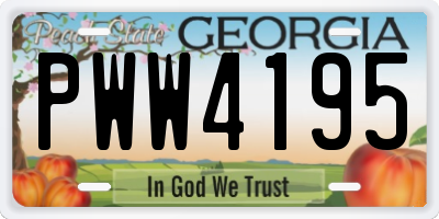 GA license plate PWW4195