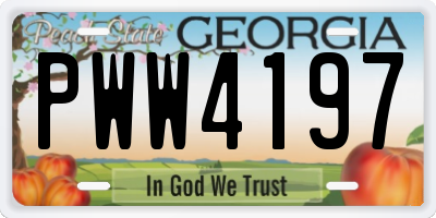 GA license plate PWW4197