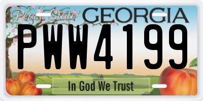 GA license plate PWW4199