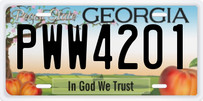 GA license plate PWW4201
