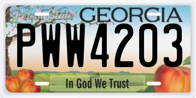 GA license plate PWW4203