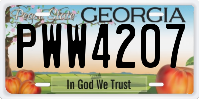 GA license plate PWW4207