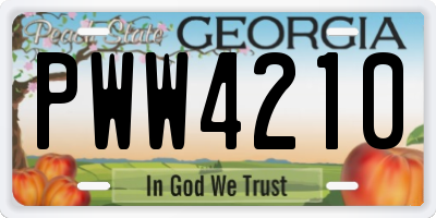 GA license plate PWW4210