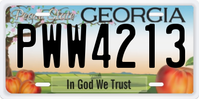 GA license plate PWW4213