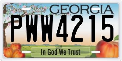 GA license plate PWW4215