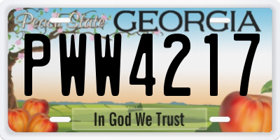 GA license plate PWW4217