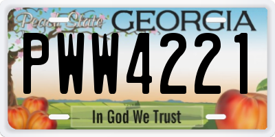 GA license plate PWW4221