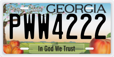 GA license plate PWW4222