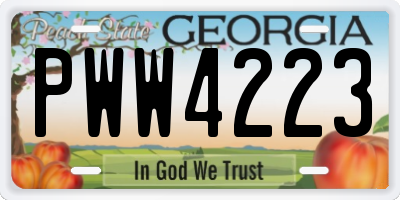 GA license plate PWW4223