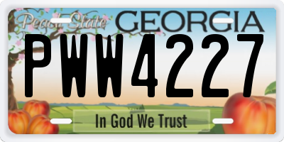 GA license plate PWW4227