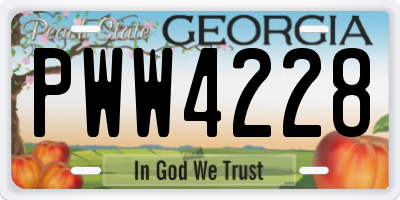 GA license plate PWW4228