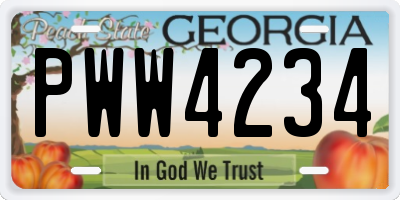 GA license plate PWW4234