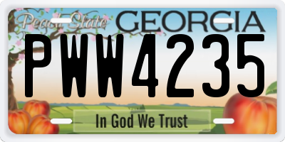 GA license plate PWW4235