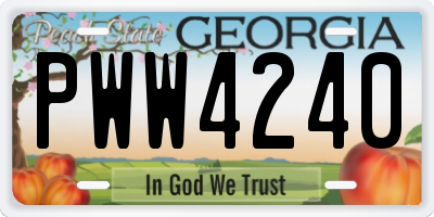 GA license plate PWW4240