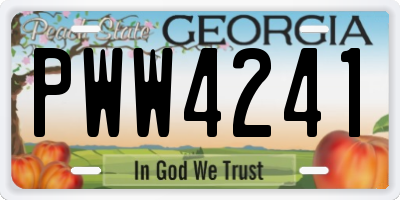 GA license plate PWW4241