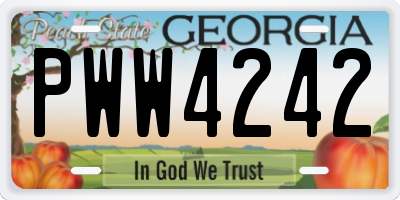 GA license plate PWW4242