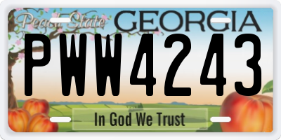 GA license plate PWW4243