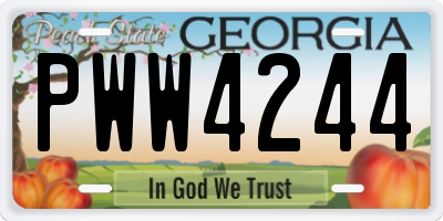 GA license plate PWW4244