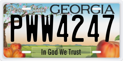 GA license plate PWW4247