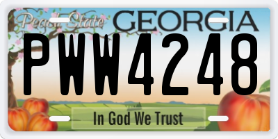 GA license plate PWW4248