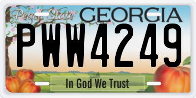 GA license plate PWW4249