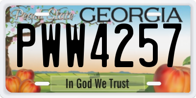 GA license plate PWW4257