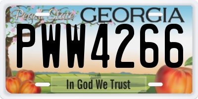 GA license plate PWW4266