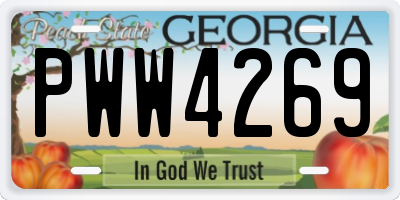 GA license plate PWW4269