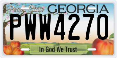 GA license plate PWW4270
