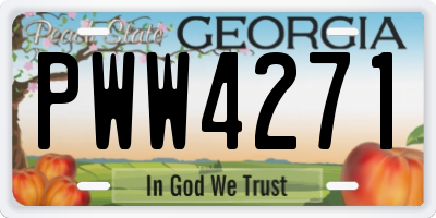 GA license plate PWW4271