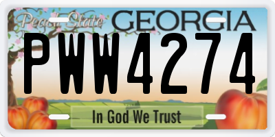 GA license plate PWW4274