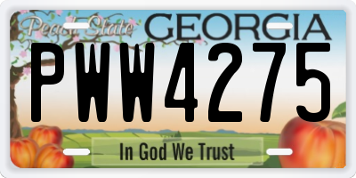 GA license plate PWW4275
