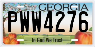 GA license plate PWW4276