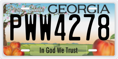 GA license plate PWW4278
