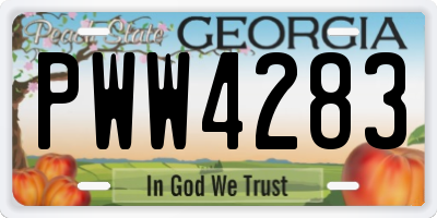 GA license plate PWW4283