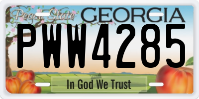 GA license plate PWW4285