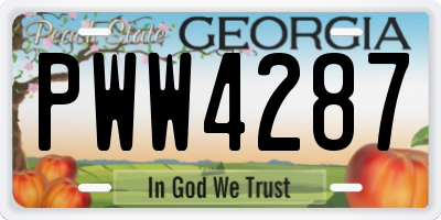 GA license plate PWW4287