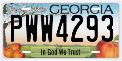 GA license plate PWW4293