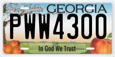 GA license plate PWW4300
