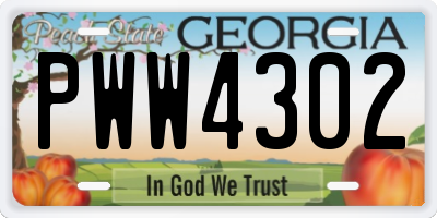 GA license plate PWW4302