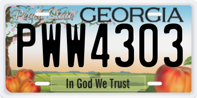 GA license plate PWW4303