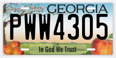 GA license plate PWW4305
