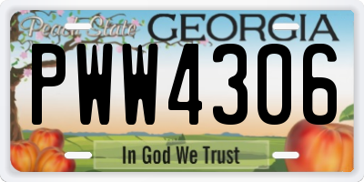 GA license plate PWW4306