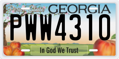 GA license plate PWW4310